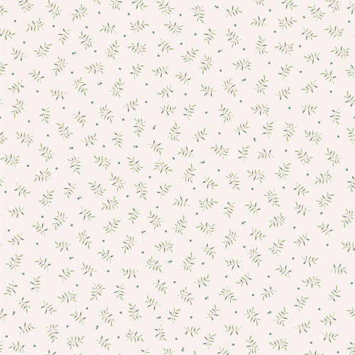 Blueberry Leaves is a delicate, nature-inspired wallpaper featuring tiny leafy sprigs scattered across a soft white background. The fine-scale repeat creates a light and airy feel, adding gentle texture without overpowering the room.

In the White / Green colourway, muted green leaves are paired with subtle blue berry accents, creating a calm and soothing palette that’s perfect for nurseries and children’s bedrooms. The understated design works beautifully across all four walls and pairs effortlessly with wooden furniture, woven baskets and soft neutral or sage textiles for a cosy, timeless look.