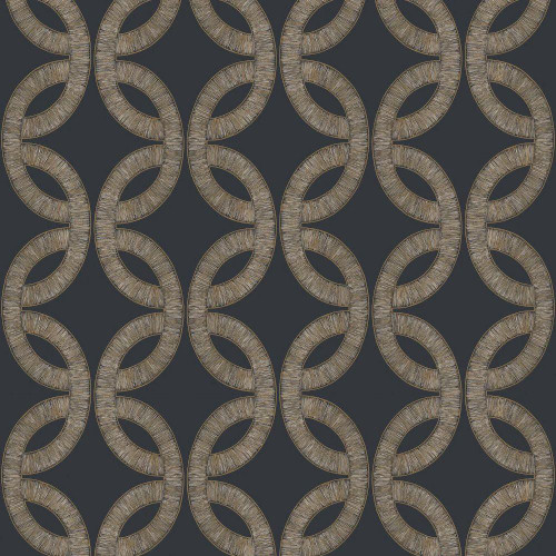 Casamance Etienne Wallpaper Encre Dore dark blue gold interlocking ring geometric pattern textured design