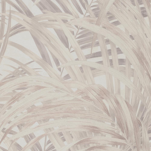 pebble neutral palm leaf wallpaper with large scale tropical foliage pattern