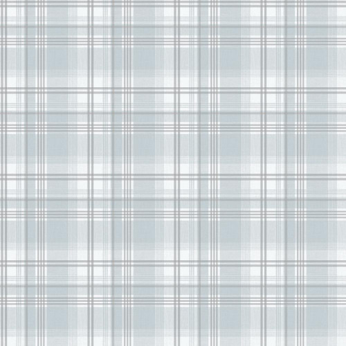 blue tartan check wallpaper with layered plaid pattern in soft neutral tones