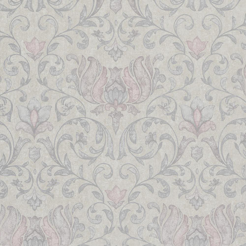 Galerie - Floral Classic Damask Wallpaper - Grey - 35150