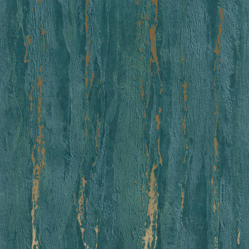 green textured wallpaper with abstract concrete effect and metallic accents