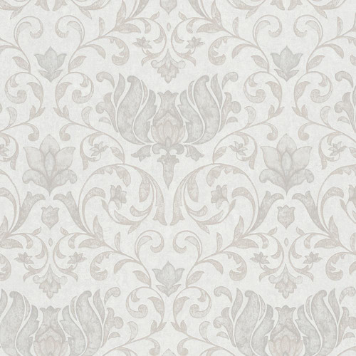 Galerie - Floral Classic Damask Wallpaper - White - 35168