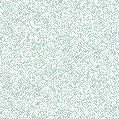 duck egg blue wallpaper with small leaf pattern creating a soft textured effect