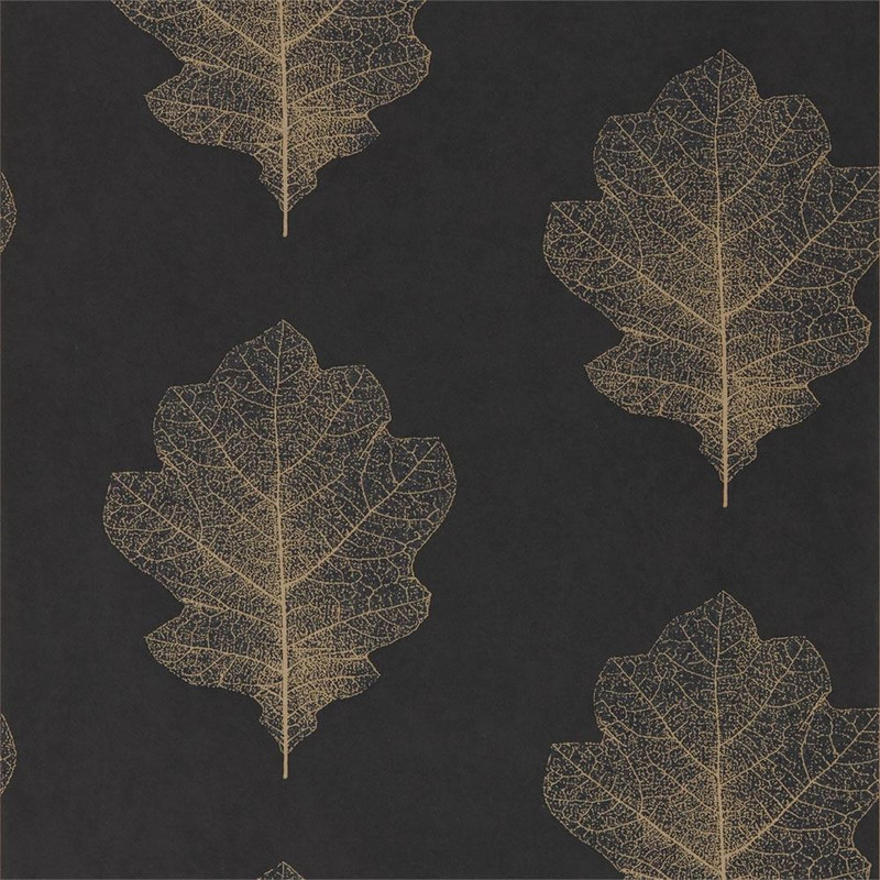 Sanderson Oak Filigree Wallpaper - 215700 - Charcoal / Bronze