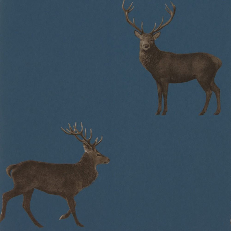 Sanderson Evesham Deer Wallpaper - 216620 - Indigo