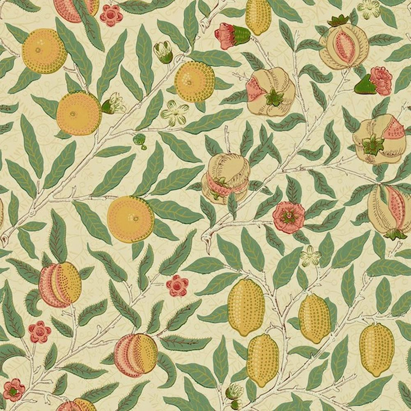 Morris & Co Fruit Wallpaper 210426 Beige / Gold / Coral