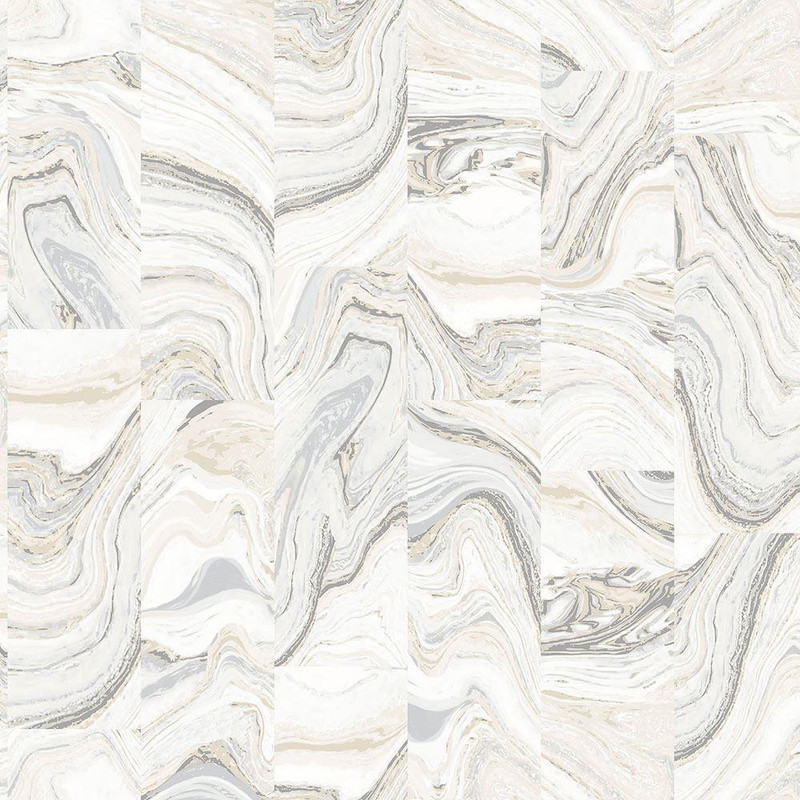 Galerie Organic Textures Agate Marble Tile Wallpaper - G67976 - Beige / Grey / White