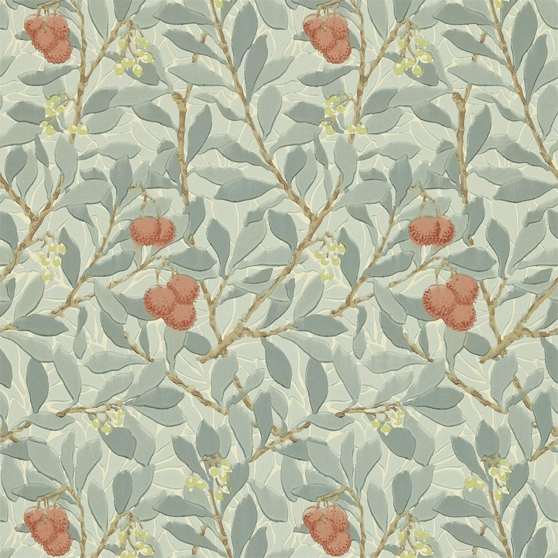 Morris & Co Arbutus Wallpaper 210407 Blue / Pink