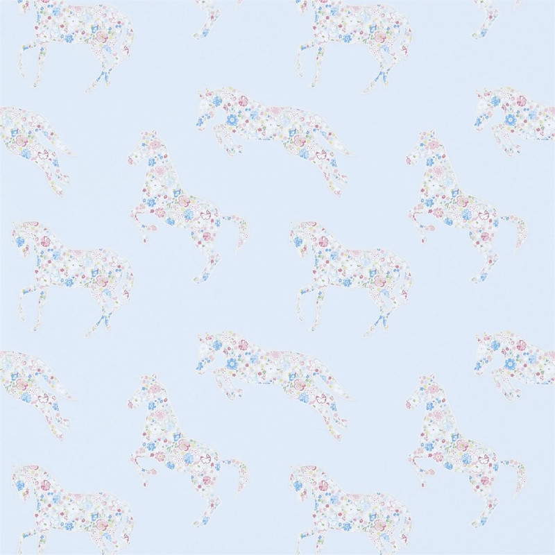 Sanderson Pretty Ponies Wallpaper - 214035 - Chintz / Blue