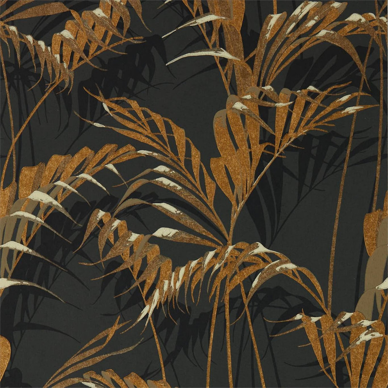 Sanderson Palm House Wallpaper - 216641 - Charcoal / Gold