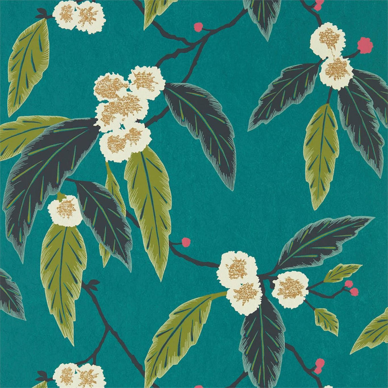 Harlequin Coppice Wallpaper 112132 Peacock / Azalea / Midnight
