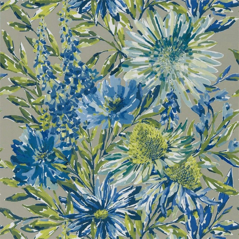 Harlequin Floreale Wallpaper 111496 Cornflower / Gilver