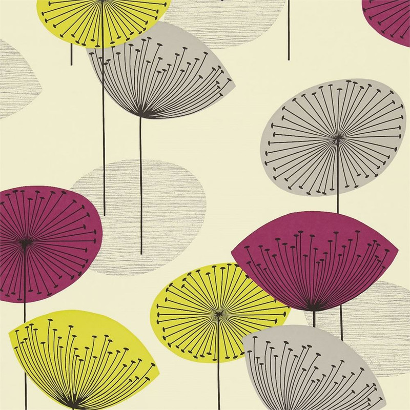 Sanderson Dandelion Clocks Wallpaper - DOPWDA102 - Blackcurrant