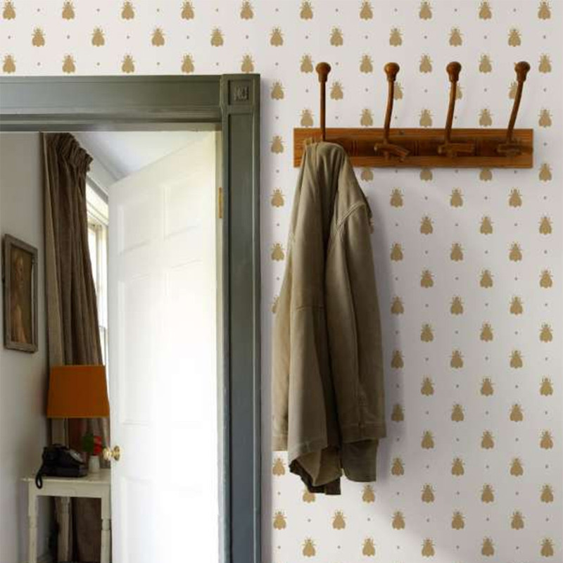 Farrow &amp; Ball Bumble Bee Wallpaper BP 525 Grey / Gold