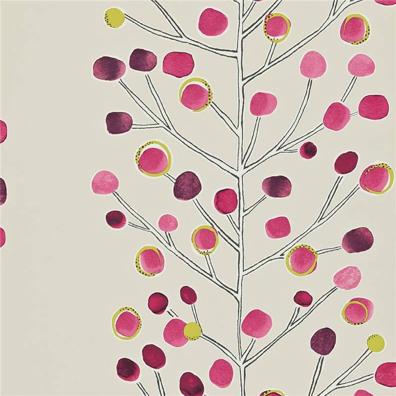 Scion Berry Tree Wallpaper - 110204 - Mink / Plum / Berry / Lime