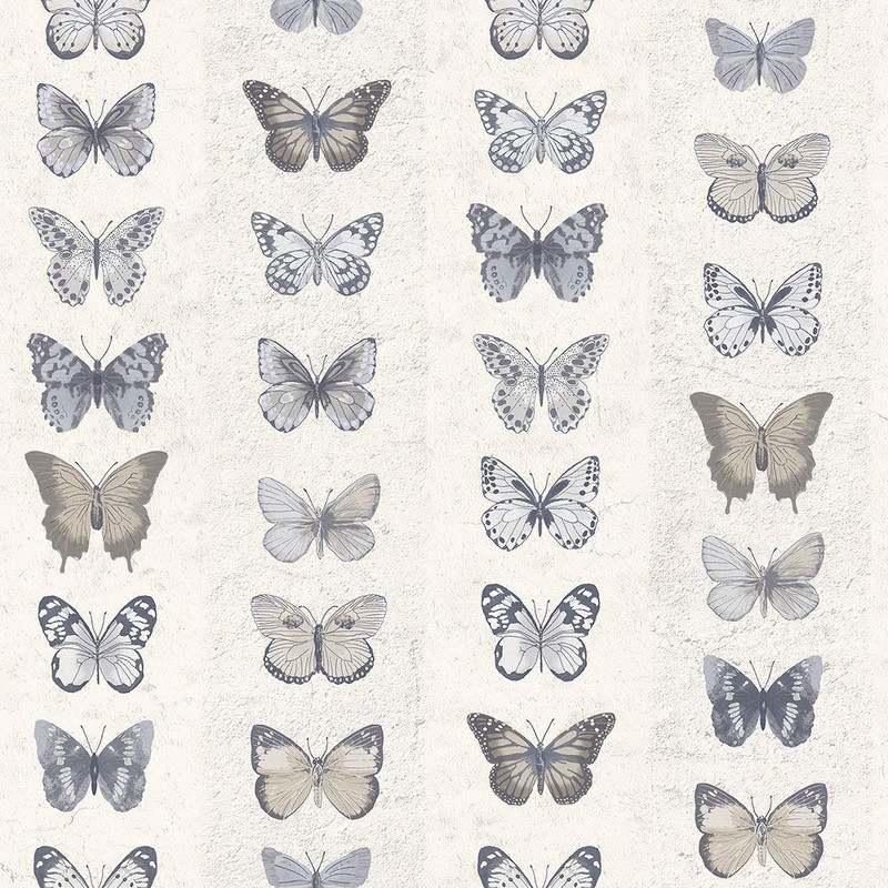 Galerie Organic Textures Butterflies Stripe Wallpaper - G67993 - Beige