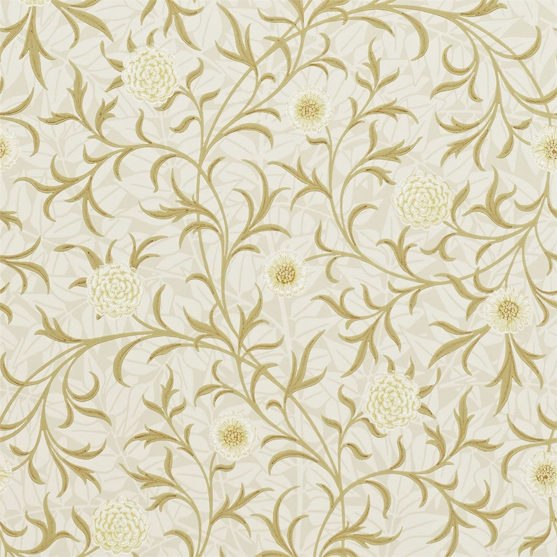 Morris & Co Scroll Wallpaper 210363 Vellum / Biscuit