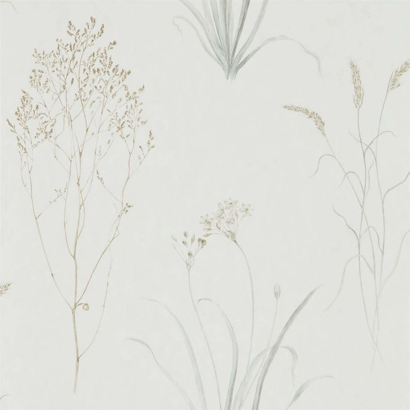 Sanderson Farne Grasses Wallpaper - 216487 - Silver / Ivory
