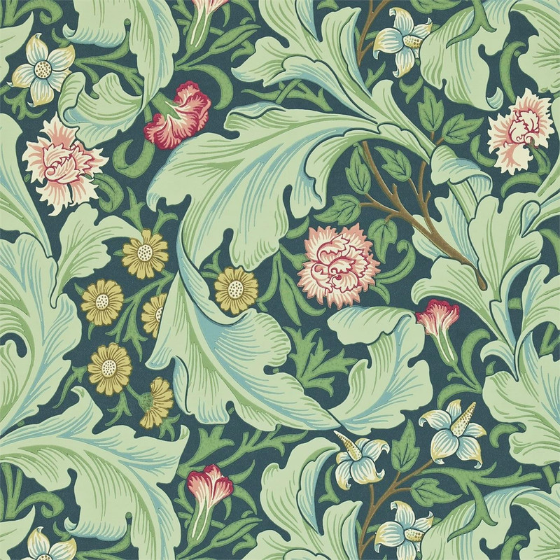 Morris & Co Leicester Wallpaper 212541 Woad / Sage