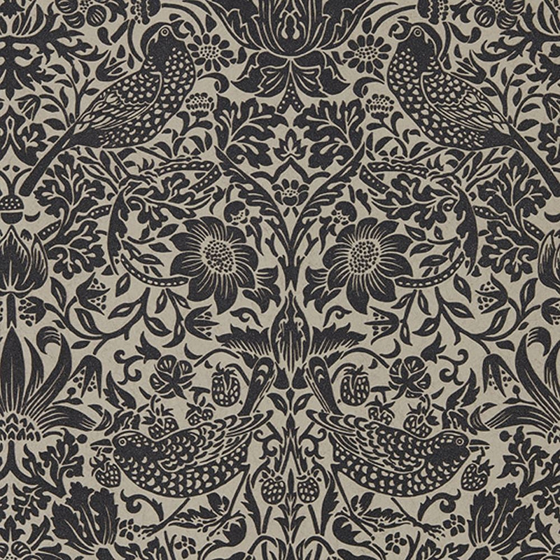 Morris & Co Pure Strawberry Thief Wallpaper 216018 Gilver / Graphite