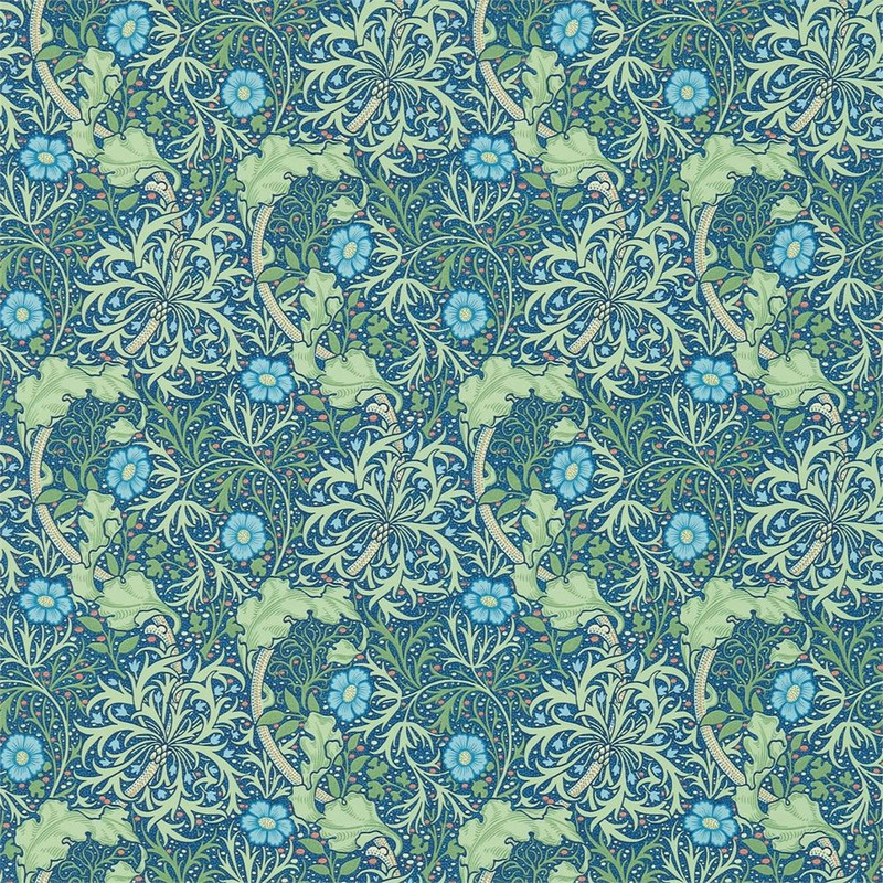 Morris & Co Morris Seaweed Wallpaper 214713 Cobalt / Thyme