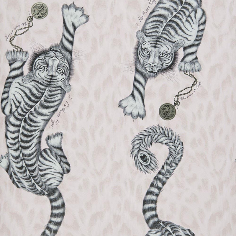 Emma J Shipley by Clarke & Clarke Tigris  Wallpaper in Pink W0105/04