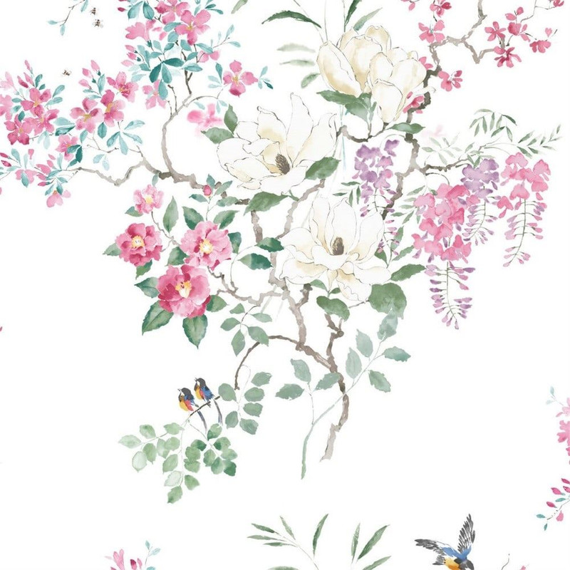 Sanderson Magnolia & Blossom Panel B Wallpaper - 216306 - Blossom / Leaf