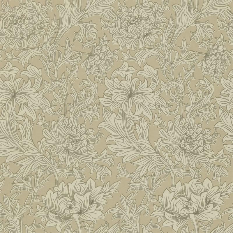 Morris & Co Chrysanthemum Toile Wallpaper 210417 Ivory / Gold