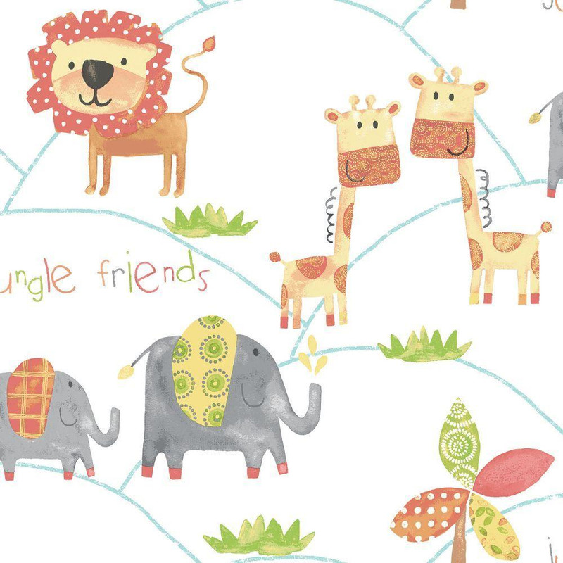 Galerie Just 4 Kids 2 Jungle Friends Wallpaper - G56023 - Orange / Green