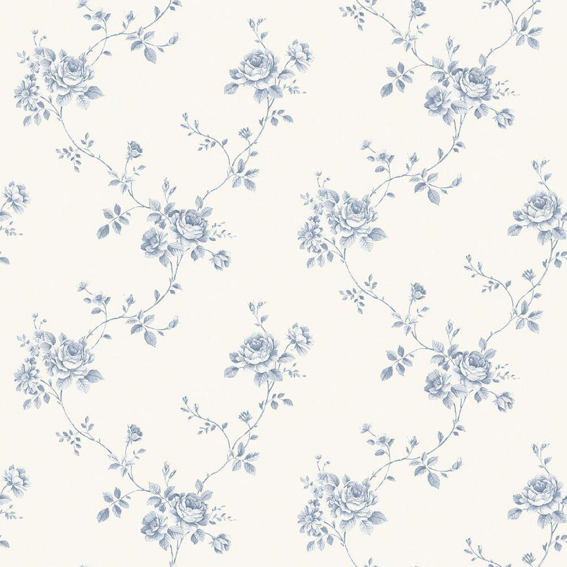 Galerie Palazzo Floral Trail Wallpaper - G67630 - Blue / White