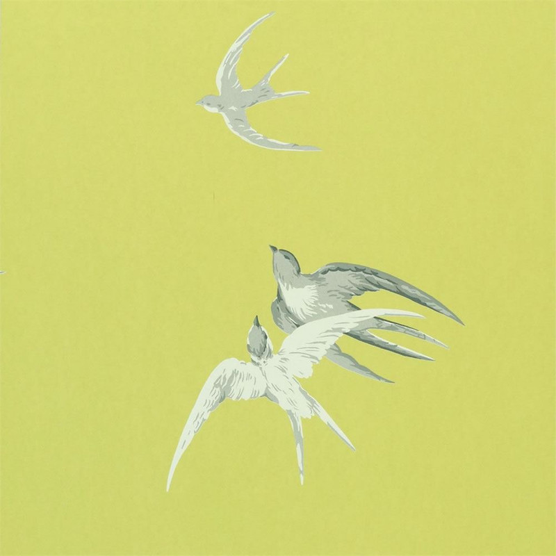 Sanderson Swallows Wallpaper - DVIWSW101 - Lime