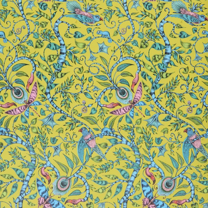 Emma J Shipley by Clarke & Clarke Rousseau Wallpaper in Lime W0104/04