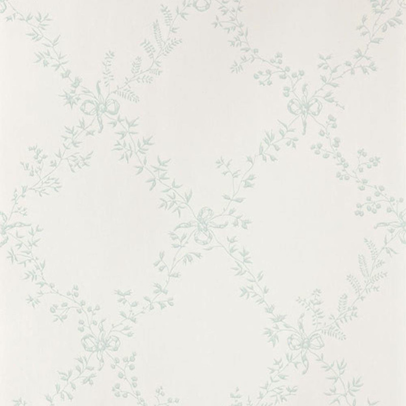 Toile Trellis Wallpaper - BP668 - White / Duck Egg