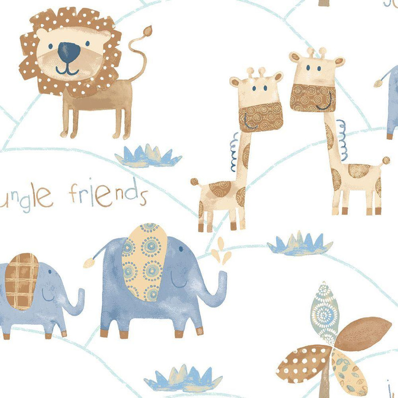 Galerie Just 4 Kids 2 Jungle Friends Wallpaper - G56022 - Brown / Blue