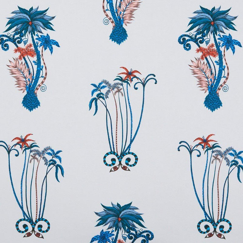Emma J Shipley by Clarke & Clarke Jungle Palms Wallpaper in Blue W0101/01
