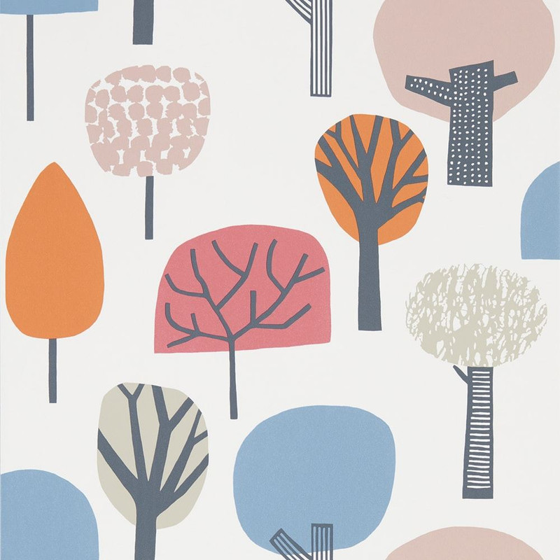 Scion Liora Wallpaper - 111526 - Watermelon / Tangerine / Lake