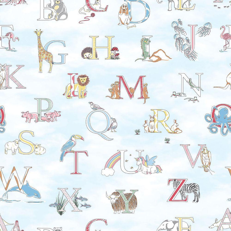 Galerie Just 4 Kids 2 Alphabet Wallpaper - G56537 - Blue / Multi