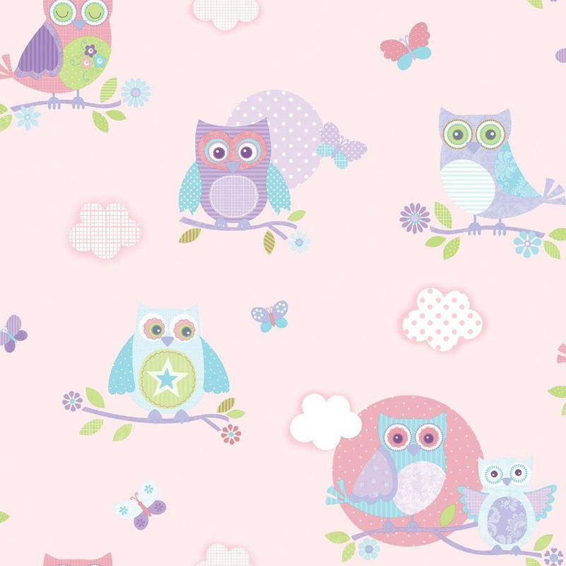 Galerie Just 4 Kids 2 Owls Wallpaper - G56036 - Pink