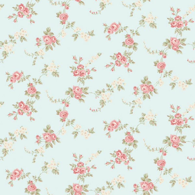 Galerie Abby Rose 4 Rose Trail Wallpaper - AB27659 - Duck Egg / Pink