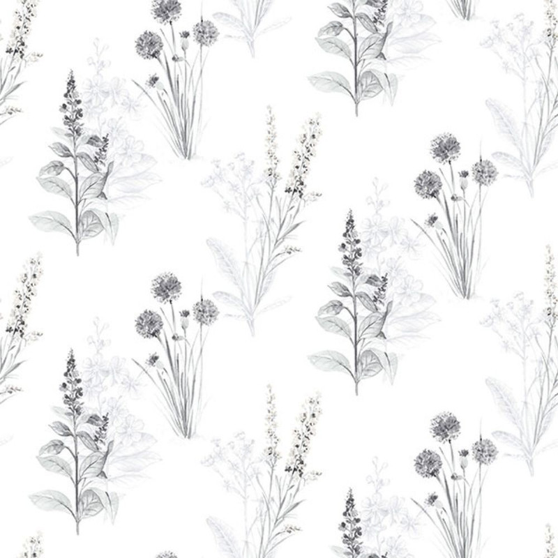 Galerie Abby Rose 4 Wild Flowers Wallpaper - AB42443 - Grey / White