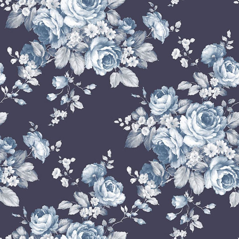 Galerie Abby Rose 4 Vintage Roses Wallpaper - AF37703 - Navy