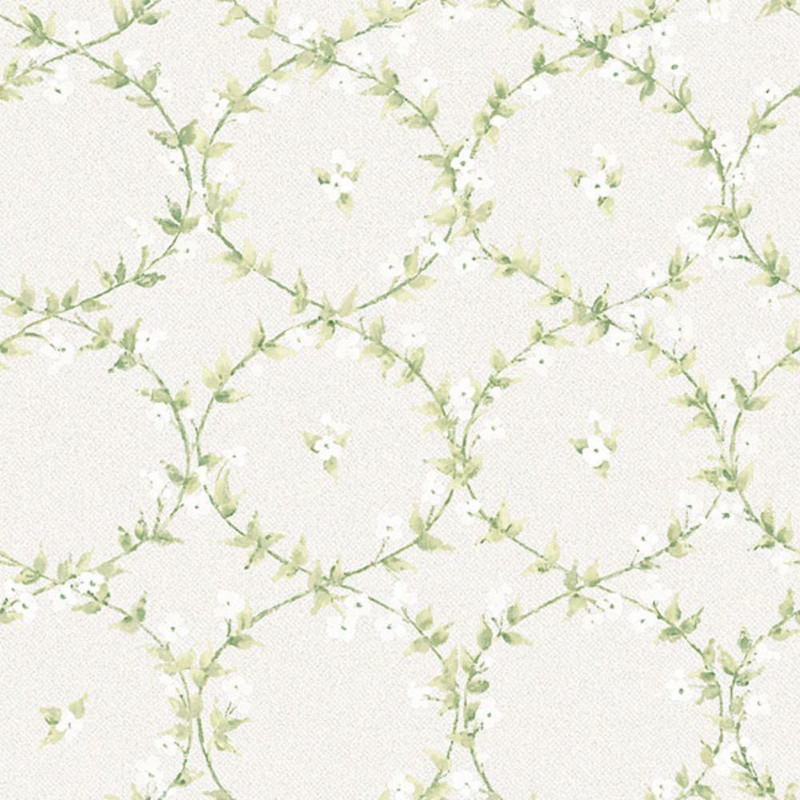 Galerie Abby Rose 4 Floral Lattice Wallpaper - AF37746 - Spring Green / Cream