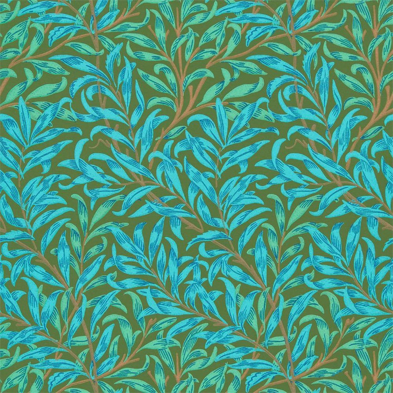 Morris & Co Willow Bough Wallpaper 216952 Olive / Turquoise