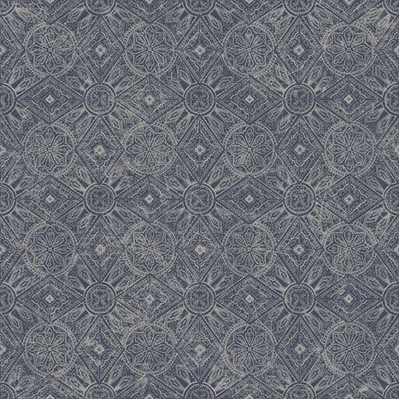 Galerie Moroccan Print Wallpaper - G78317 - Navy Blue / Silver