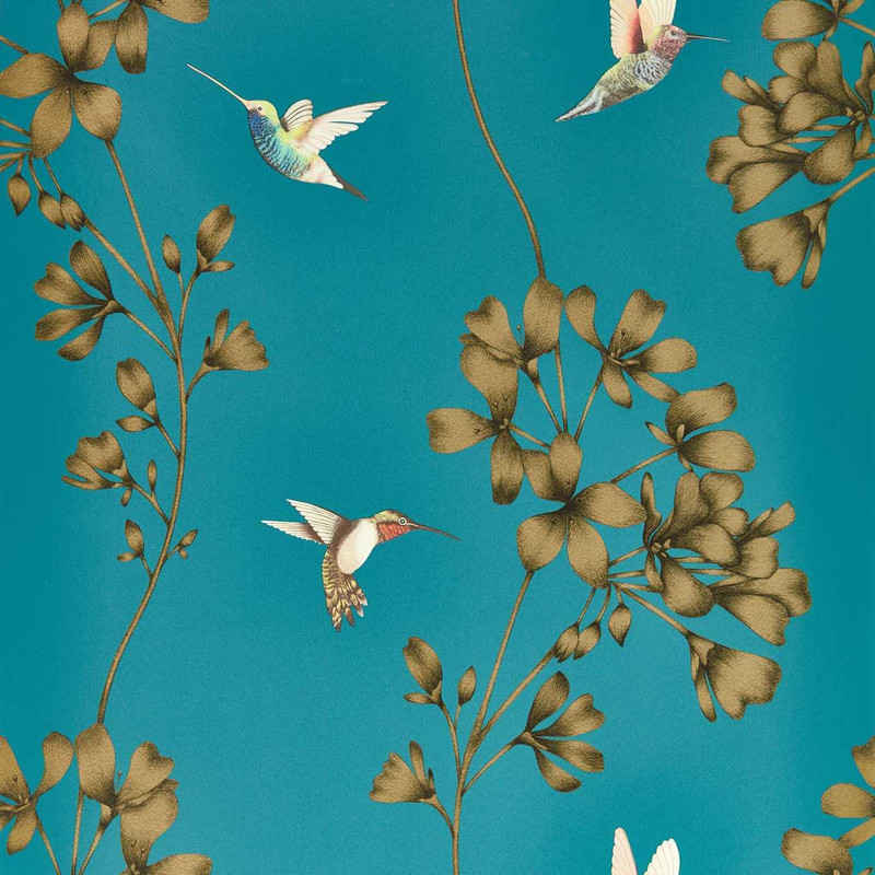 Harlequin Amazilia Wallpaper - 112604 - Teal / Gold