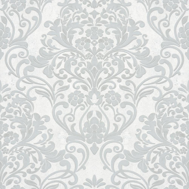 Galerie City Glam Floral Damask Wallpaper - 32602 - Grey / White