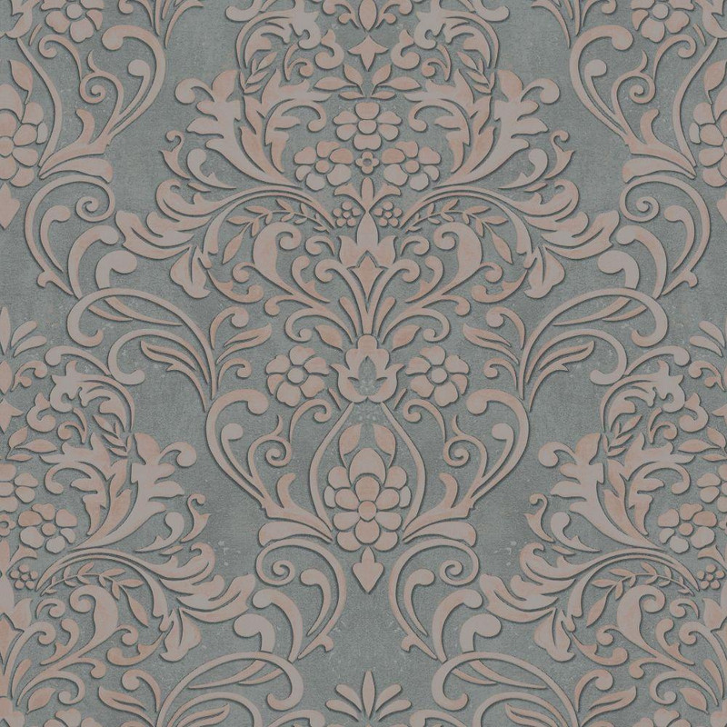 Galerie City Glam Floral Damask Wallpaper - 32604 - Rose Gold / Grey