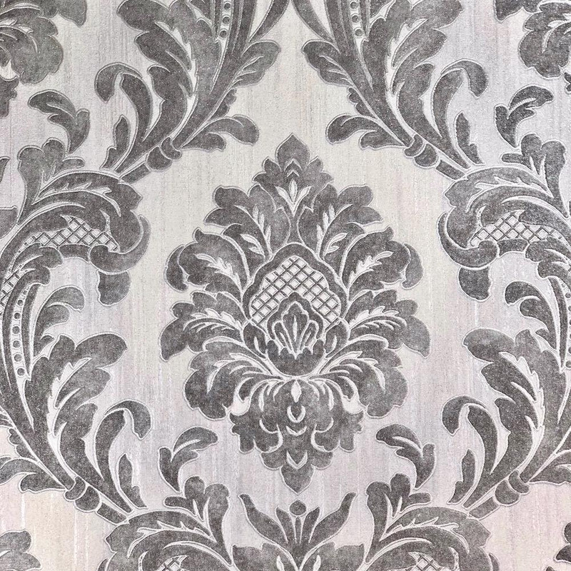Fine Decor Milano Traditional Glitter Damask Wallpaper Sliver / Grey M95585