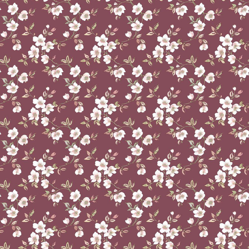 Galerie Secret Garden Anenome Mini Wallpaper - G78482 - Cranberry / Pink / Green